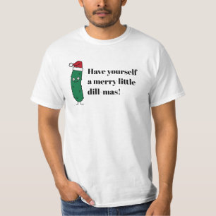 T-shirt Cornichon de Noël portant un chapeau de Père Noël