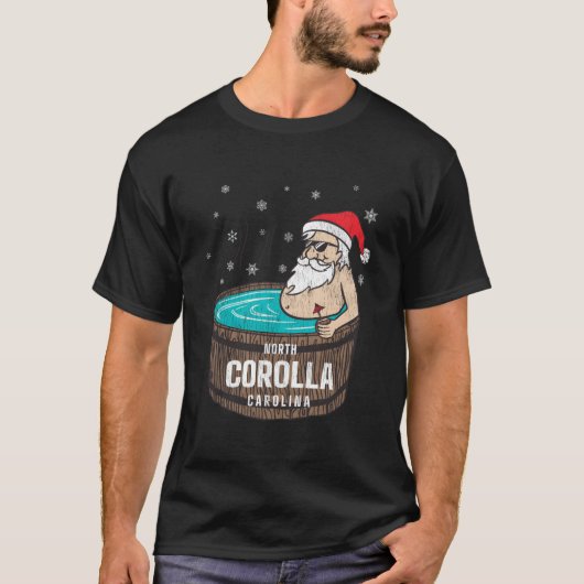 T-shirt Corolla Nc Vacationing Santa Hot Tub (Devant)