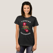 T-shirt Corona Californie CA Drapeau et Bear Badge Souveni (Devant entier)