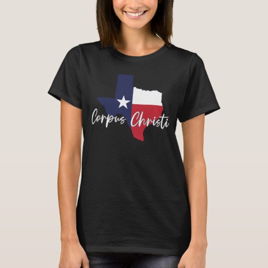 T-shirt Corpus Christi, Texas Drapeau Carte Femmes Noir (Devant)