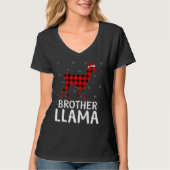 T-shirt Correspondance Buffalo Plaid Frère Llama Christmas (Devant)