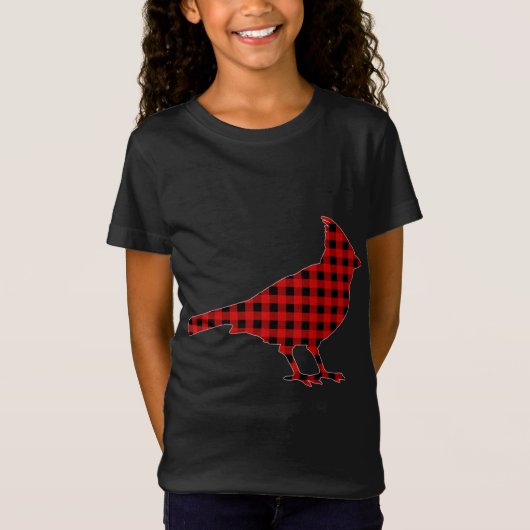 T-Shirt Correspondance drôle Buffalo Plaid Cardinal Bird C (Devant)