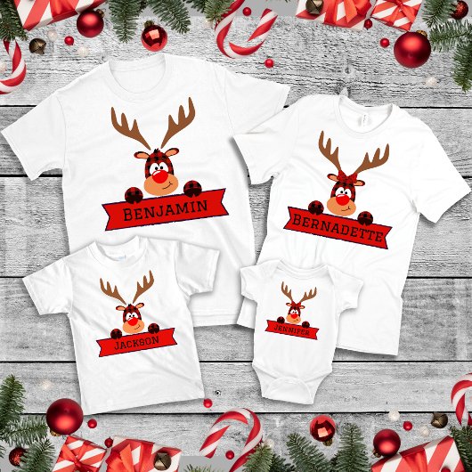 T-shirt Correspondance familiale Buffalo Plaid Reindee