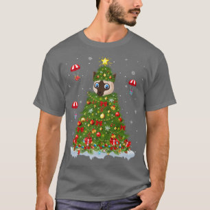 T-shirt Correspondance famille Noël lumières Drôle Chat Si