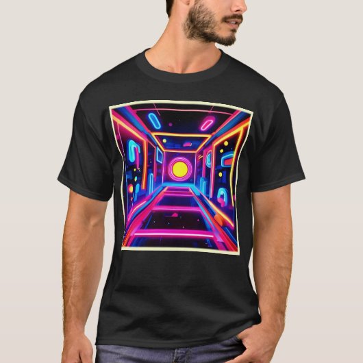 T-shirt Corridor de néon : une odyssée numérique (Devant)
