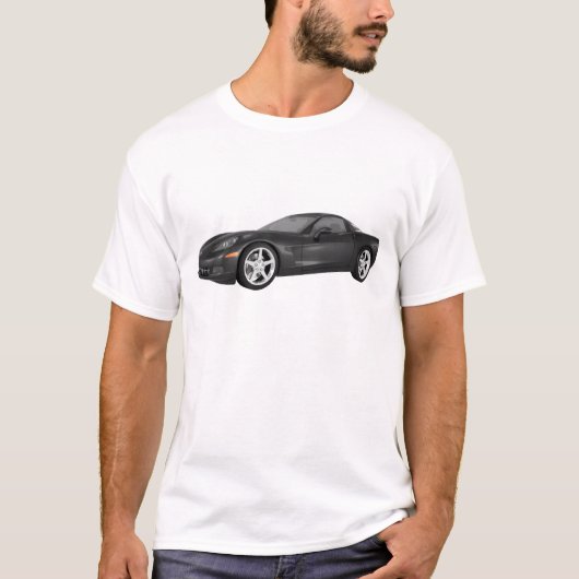 T-shirt Corvette 2008 : Voiture de sport : Finition noire (Devant)
