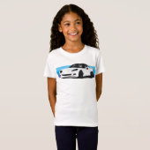 T-Shirt Corvette blanche C6 avec bandes bleues (Devant entier)