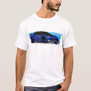 T-shirt Corvette C7 Blue Sportscar avec Bleu Stripe