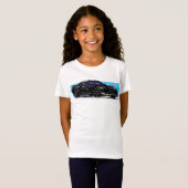 T-Shirt Corvette noire C7 avec bandes bleues (Devant entier)