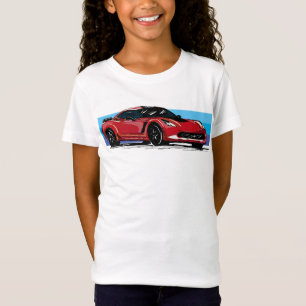 T-Shirt Corvette rouge C7 avec bandes bleues