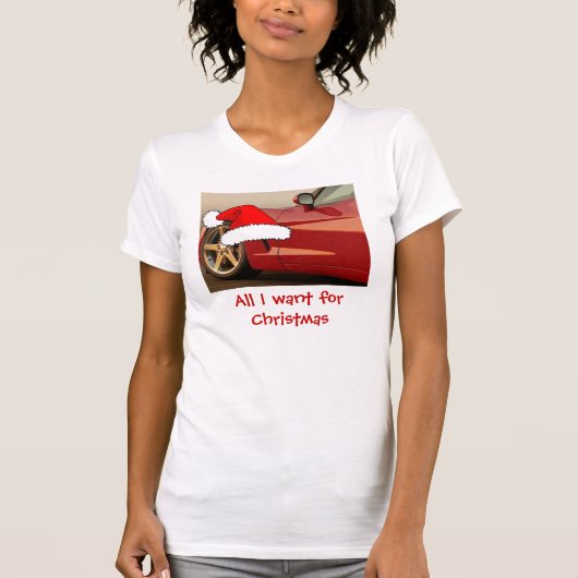 T-shirt Corvette rouge Noël (Devant)