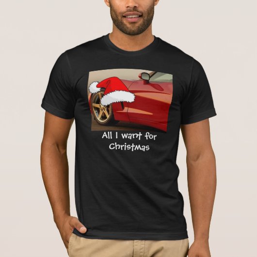 T-shirt Corvette rouge Noël (Devant)