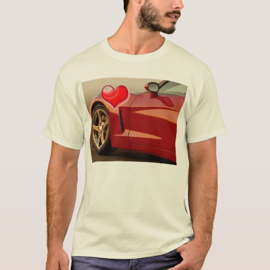 T-shirt Corvette rouge Valentine (Devant)