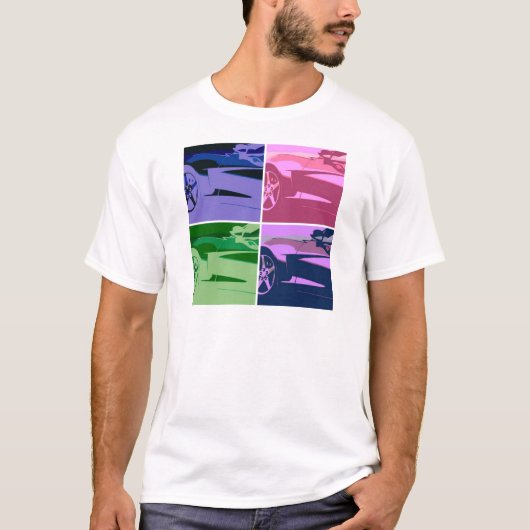 T-shirt Corvettes d'art pop (Devant)