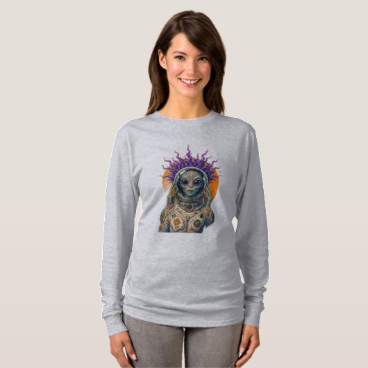 T-shirt Cosmic Astronaut Alien Manches Longues (Devant entier)