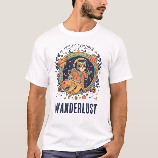 T-shirt Cosmic Cat Astronaut Space Explorer Wanderlust (Devant)