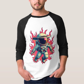 T-shirt Cosmic Cowboy - Astronaut en flamme