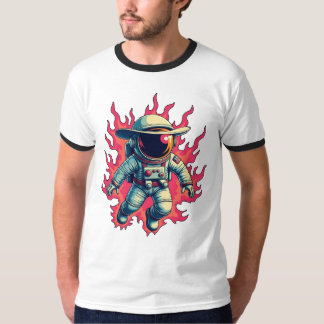 T-shirt Cosmic Cowboy - Un astronaute en flammes