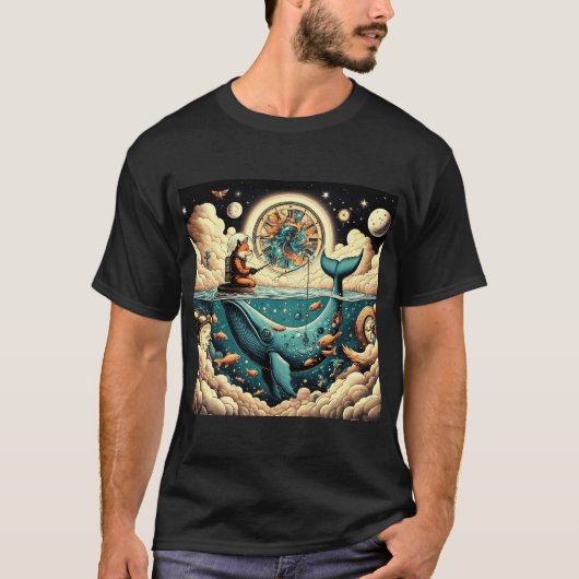 T-shirt Cosmic Fox – Pêche dans le temps (Devant)