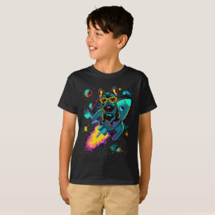 T-shirt Cosmic Frenchie Rocket Ride Enfants Néon