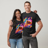 T-shirt Cosmic Ginger Cat Sailing Pizza Slice In The Rainb (Unisexe)