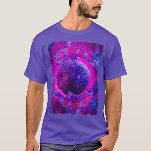 T-shirt Cosmic Koi Fish Galaxy Design (Devant)