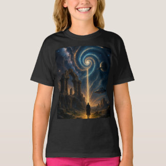 T-shirt "Cosmic Portal Adventure - Black Graphisme des fil