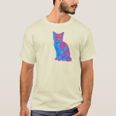 T-shirt Cosmic Quilt Feline – Trippy Geometric Cat Art (Devant)