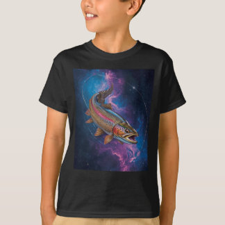 T-shirt Cosmic Rainbow Trout Swimming in Galaxy Nebula