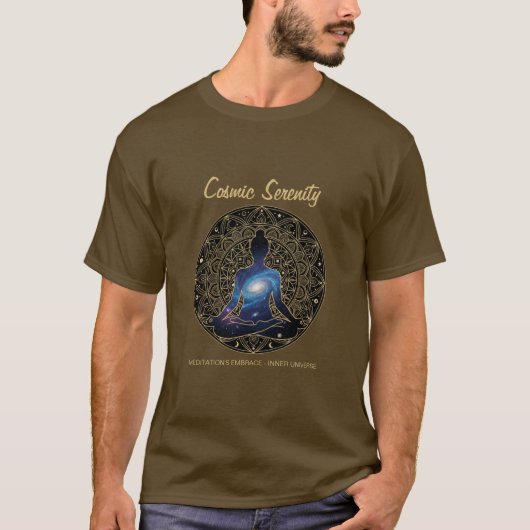 T-shirt Cosmic Serenity Meditation – Galaxy Mandala  (Devant)