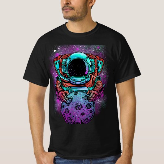 T-shirt "Cosmic Voyager Tee - Astronaut & Moon Retro Sci-F (Devant)
