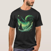 T-shirt Cosmic Wave T-Shirt: Glowing Green alien Art (Devant)
