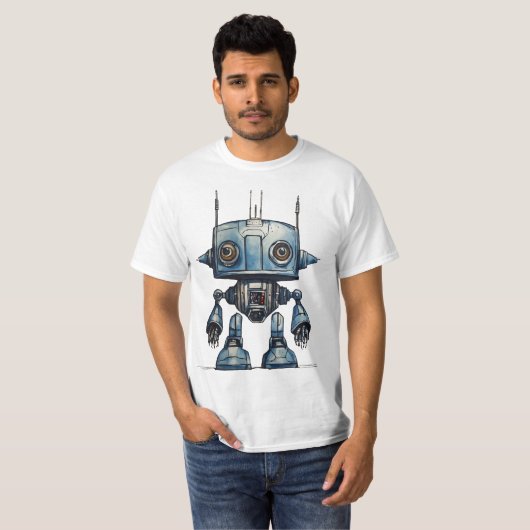 T-shirt Cosmic Whimsy: Sci Fi robotontwerp (Voorkant volledig)