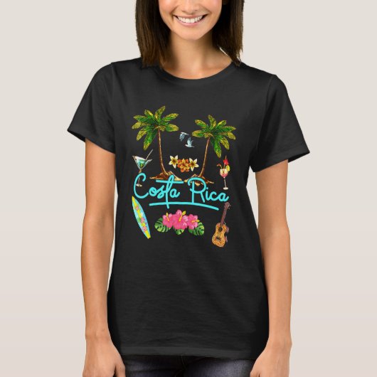 T-shirt Costa Rica Beach Summer Palm Surf Sun Set Palm Tre (Devant)