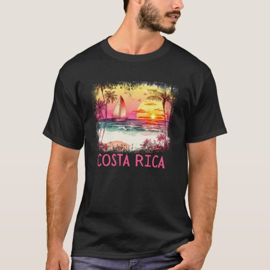 T-shirt Costa Rica Palm Tree Beach vacances été et sur (Devant)