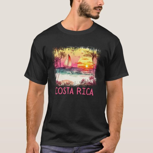 T-shirt Costa Rica Palm Tree Beach Vacation Summer and Sur (Devant)