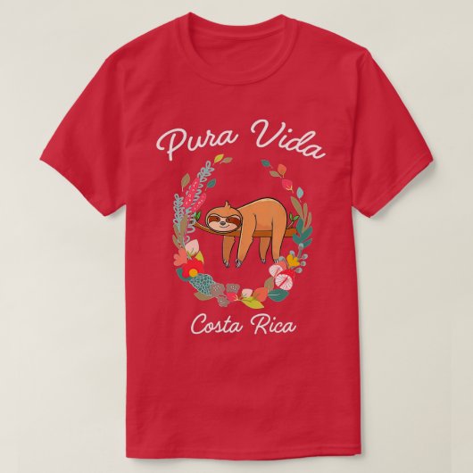 T-shirt Costa Rica Pura Vida Sloth (Design devant)