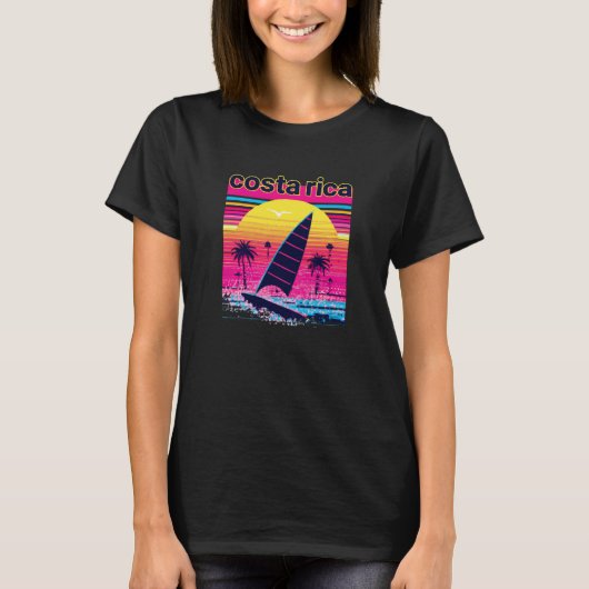 T-shirt Costa Rica Retro 80s Style Souvenir Beach (Devant)
