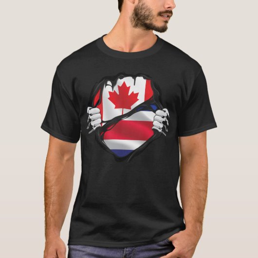 T-shirt Costaricain canadien Mains arrachées Drapeau (Devant)