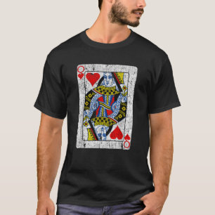 T-shirt Costume Carte Queen Of Heart Poker Deck Ca Vintage