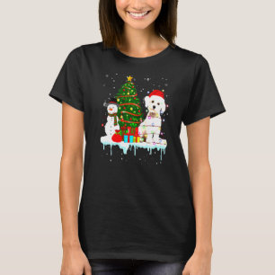 T-shirt Costume Chien Maltais Père Noël Éclairage Casquett