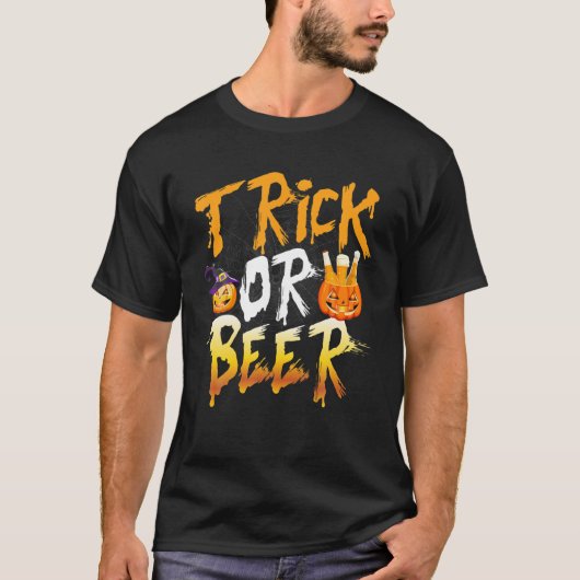 T-shirt Costume Citrouille D'Halloween Ou De Bière Alcool  (Devant)