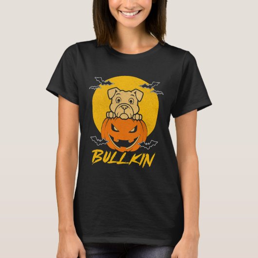 T-shirt Costume Citrouille Halloween Fun Bulldog Halloween (Devant)