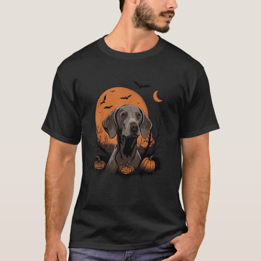 T-shirt Costume citrouille Weimaraner sur Weimaraner Hallo (Devant)