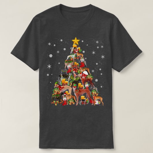 T-shirt Costume d'arbre de Noël Greyhound Funny Xmas Chien (Design devant)