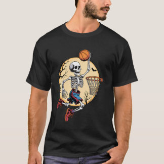 T-shirt Costume de basket-ball squelette d'Halloween drôle