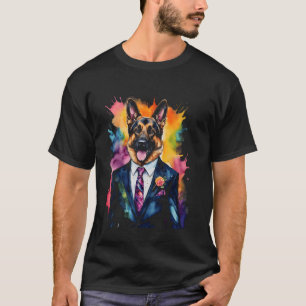 T-shirt Costume de Berger Allemand Impression Drôle Coloré