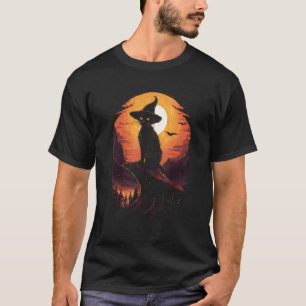 T-shirt Costume de chat noir d'Halloween effrayant vintage