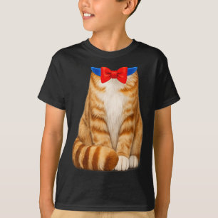 T-shirt Costume de chat orange nœud papillon tabby mignon 