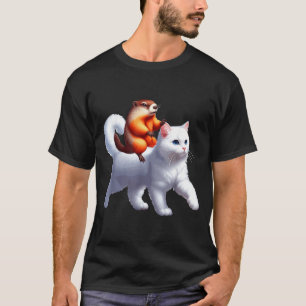 T-shirt Costume de famille de marmotte montant un chat pou